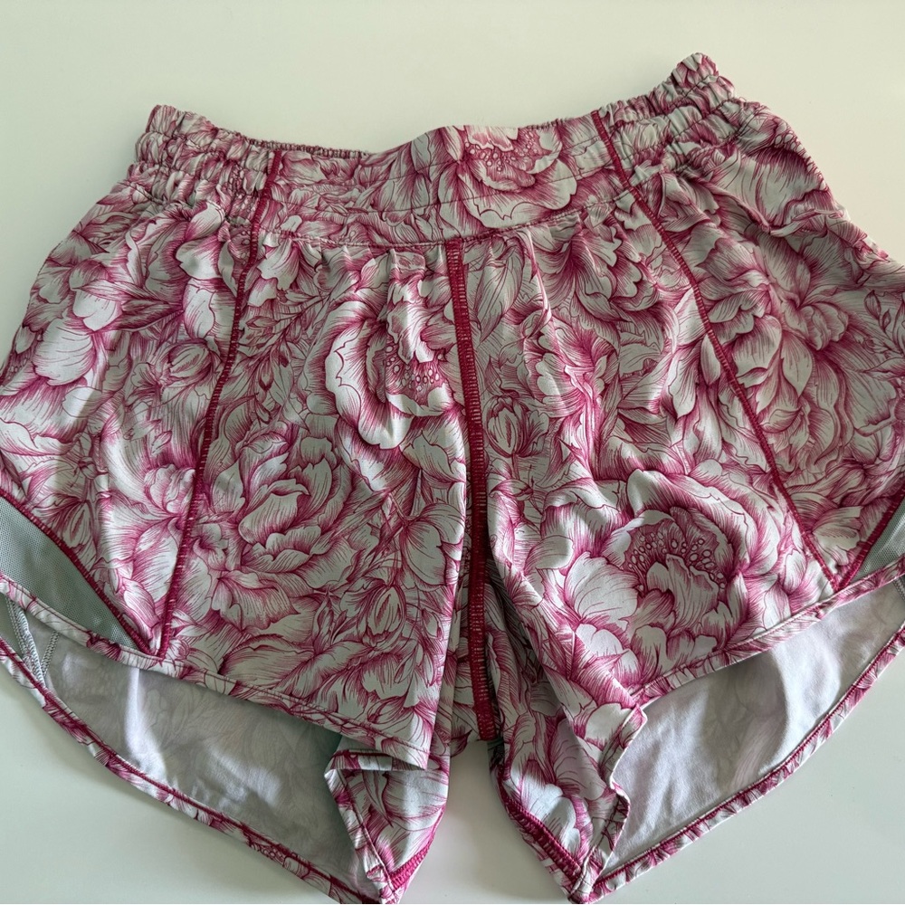 Lululemon Athletica Pink Floral Running Shorts